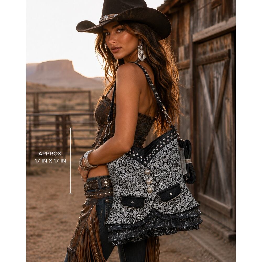 NWT! RHINESTONE EMBELLISHED FLORAL CORSET VEST SHAPED HOBO HANDBAG - SILVER - Picture 3 of 4